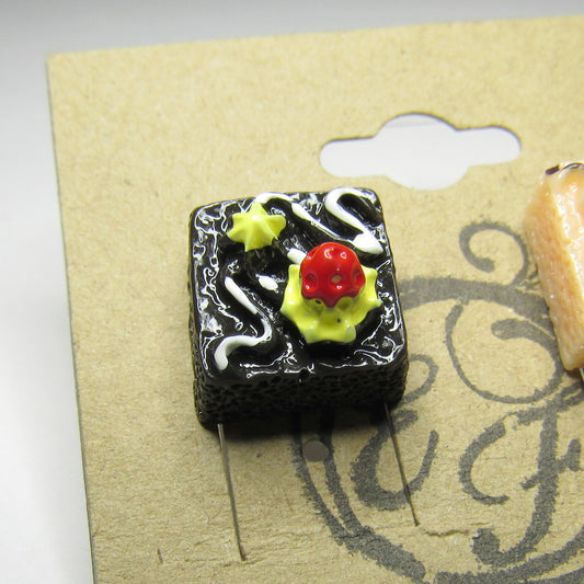 Square Cake Petits Fours Kawaii Stud Earrings