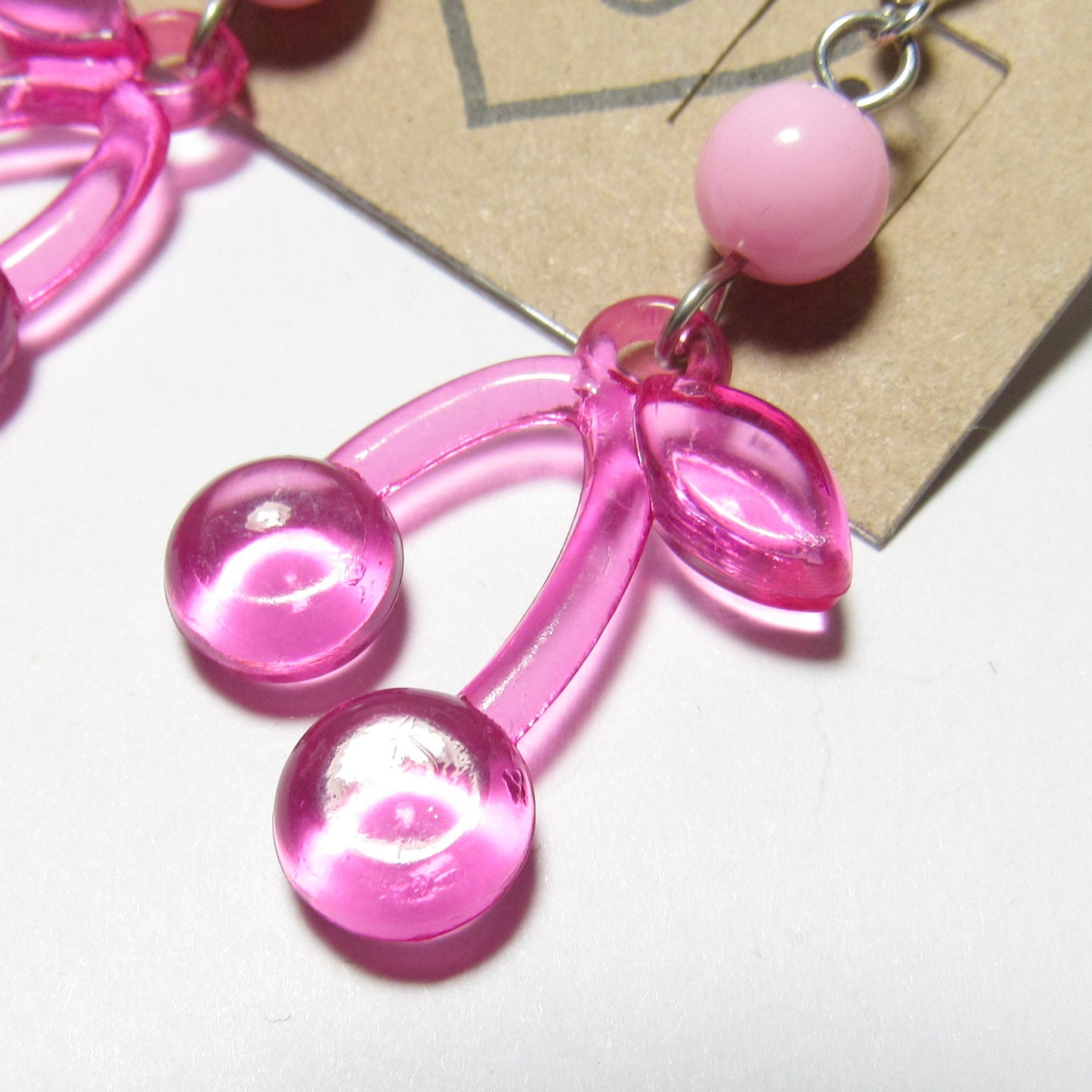 Kawaii Decora Pink Cherry Dangle Earrings
