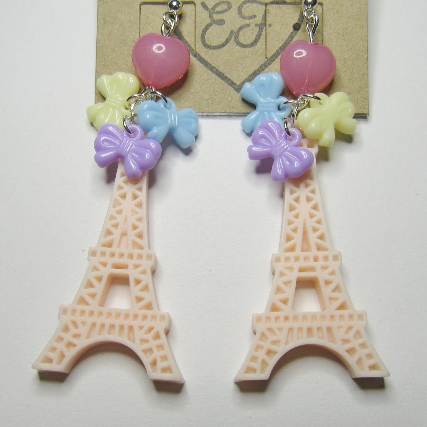 OOAK Kawaii Decora Eiffel Tower Bow & Heart Earrings