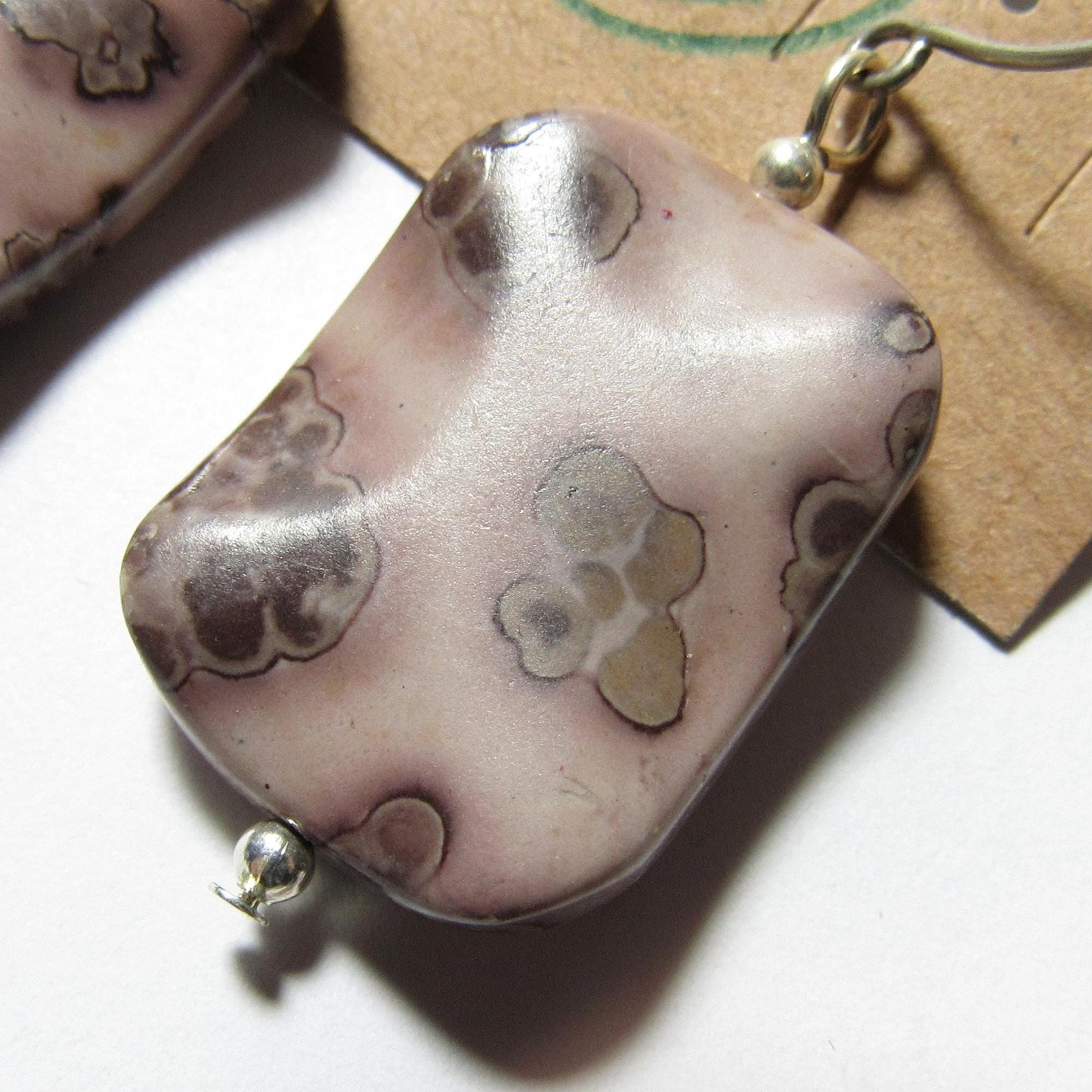 OOAK Wavy Rectangle Coffee Bean Jasper Stone Earrings